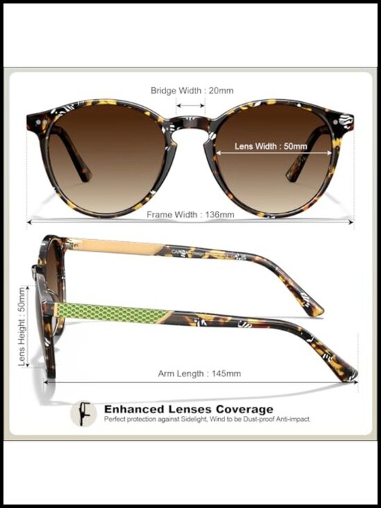 Retro Acetate Polarized Sunglasses UV Protection Round Honeycomb Temple main image 5